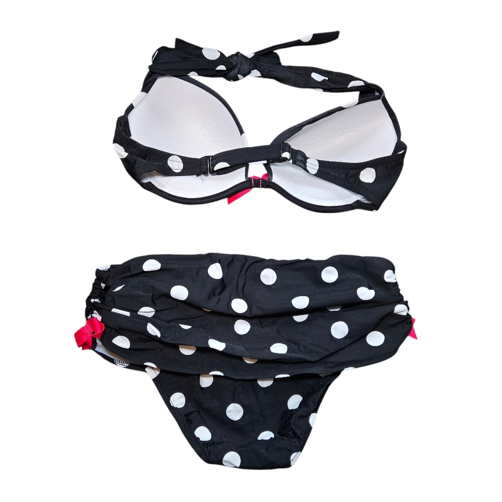 VENUS Black Bikini with White Dots and Pink Bows - Picture 2 of 13